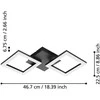 EGLO - Paranday-Z lubinis šviestuvas su kvadratais juodas 47x22,5 - TW - Zigbee, Bluetooth