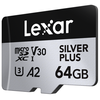 Atminties kortelė Lexar | Sidabrinis PLUS | 64 GB | Micro SDXC | Flash atminties klasė 10