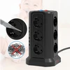 Realprices Ant grindų pastatomas žaibo apsaugos maitinimo lizdas, 12 lizdų + 5 USB prievadai perkrovimui