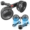 Realprices Automobilinis ventiliatorius Dvigubas besisukantis ventiliatorius automobiliams Galingas 360° USB