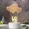 Realprices Meilės širdelių 3D iliuzijos naktinė lemputė vaikų miegamajam dovanų USB