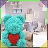 Realprices Meškiukas su rožėmis Valentino dienos dovana mamai, žmonai, močiutei, didelis rožių rinkinys, 40 cm