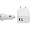 Speedlink 96 dec – sieninio ir automobilinio įkroviklio rinkinys USB-A ir USB-C 15W, baltas