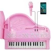 Vaikiškas elektroninis pianinas su kėdute ir mikrofonu 37 klavišai, rožinis