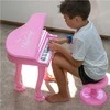 Vaikiškas elektroninis pianinas su kėdute ir mikrofonu 37 klavišai, rožinis