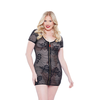 Allure Coquette Charli Lace Dress Plus Size Juodas Gold Zipper Elegant Mini