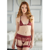 Allure Dreamgirl Lace &amp; Mesh Bra Set with Adjustable Garter Belt L/XL Juodas
