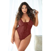 Allure Dreamgirl Burgundy Lace Leopard Teddy Plus Size 2X/3X Adjustable Fit