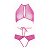 Allure Marley Peekaboo Halter &amp; Strappy Panty Set L/XL Hot Rožinė