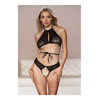 Allure Marley Peekaboo Set Juodas S/M - Halter Top &amp; Lace-Up Open Panty