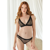 Allure Dreamgirl Mesh Bralette &amp; Lace-Up Crotchless Panties Set S/M Juodas