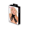 Allure Wild Kitten Wetlook Slashed Fingerless Gloves, Juodas, One Size
