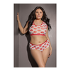 Coquette Leg Avenue Plus Size Lip Print Crop Top and Shorts Set Baltas