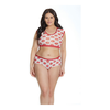 Coquette Leg Avenue Plus Size Lip Print Crop Top and Shorts Set Baltas