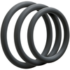 Doc Johnson OptiMALE Thin Silicone Ring Set 3 Sizes Juodas/Slate