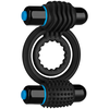 Doc Johnson Vibrating Double Intimate Ring Juodas - Dual Motor Silicone System