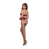 Dreamgirl Bralette &amp; Garter Panty Set XL - Elegant Lace Juodas Lingerie