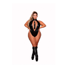 Dreamgirl Plus Size Faux Halter Teddy &amp; Flogger Set, Juodas, Adjustable Fit