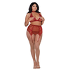 Dreamgirl Rene Rofe Plus Size Fishnet &amp; Lace 4-Piece Set with Velvet Accents