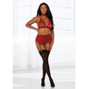 Dreamgirl Leg Avenue Fishnet &amp; Lace 4-Piece Lingerie Set with Velvet Trim One Size