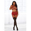 Dreamgirl Leg Avenue Fishnet &amp; Lace 4-Piece Lingerie Set with Velvet Trim One Size