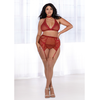 Dreamgirl Rene Rofe Plus Size Fishnet &amp; Lace 4-Piece Set with Velvet Accents