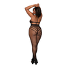 Dreamgirl Fishnet Plus Size Juodas Bodystocking Teddy - Stretch Mesh Design