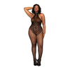 Dreamgirl Fishnet Plus Size Juodas Bodystocking Teddy - Stretch Mesh Design