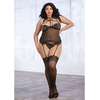 Dreamgirl Lace Mesh Bustier Set Queen Size Adjustable Straps Juodas