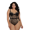 Dreamgirl Teddy NH-Teddy 1X Elegant Lace Bodysuit Plus Size Juodas