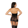 Dreamgirl Leg Avenue Sheer Garter Dress with Lace Trim, Juodas, One Size