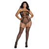 Dreamgirl Leg Avenue Plus Size Strapless Bodystocking Fishnet Geometric Design