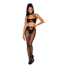 Dreamgirl Strappy Bralette &amp; Pantyhose Set Juodas Universal Size