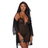 Dreamgirl Stretch Mesh Chemise &amp; Robe Set S - Adjustable Straps, Lace Trim