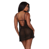 Dreamgirl Stretch Mesh Chemise &amp; Robe Set S - Adjustable Straps, Lace Trim