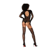 Dreamgirl Leg Avenue Zebra Fishnet Bodystocking Juodas One Size with Gloves