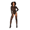 Dreamgirl Leg Avenue Zebra Fishnet Bodystocking Juodas One Size with Gloves