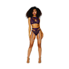 Dreamgirl Lace &amp; Mesh 3-Piece Lingerie Set XL Aubergine Metallic Finish
