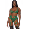 Forplay Obsessive Blooming Season Lingerie Set 3-Piece Lace Juodas L