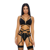 Forplay Dreamgirl Buckle Up 3-Piece Lingerie Set with Gold Accents XL