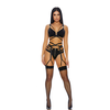 Forplay Dreamgirl Buckle Up 3-Piece Lingerie Set with Gold Accents XL