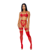 Forplay Allure Double The Fun Lingerie Set XL - Mesh &amp; Vinyl 3-Piece Set