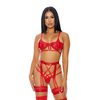Forplay Allure Double The Fun Lingerie Set XL - Mesh &amp; Vinyl 3-Piece Set