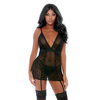 Forplay Feline Frisky Chemise Set XL - Animal Print Mesh &amp; Garter System by Fantasy Lingerie