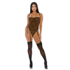Forplay Feline Intimates Teddy S - Leopard Mesh, Adjustable Straps, Garter Details