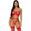 Forplay Mapale Good As Gold Mesh Lingerie Set M - 3-Piece Strapless &amp; Garter Belt