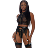 Forplay Dreamgirl I Heart You Mesh Lingerie Set XL - 3-Piece Bra, Garter &amp; Panty