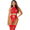 Forplay Fantasy Lingerie I Heart You Mesh Lingerie Set XL - Zip-Front, Heart Detail