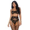 Forplay Leg Avenue Lace Me Down Lingerie Set 3-Piece Juodas XL