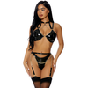Forplay Link To Me 3-Piece Vinyl Lingerie Set with Chains and Garter L